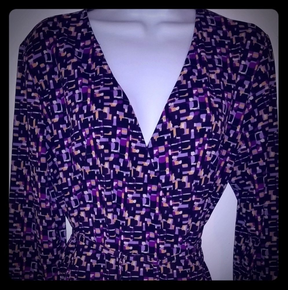 OUTFITTER mid length purple multi color dress